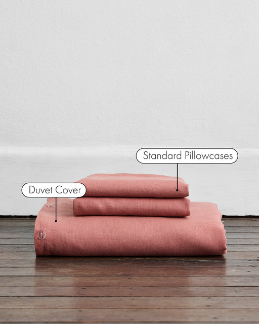 Pink Clay 100% French Flax Linen Duvet Cover Set
