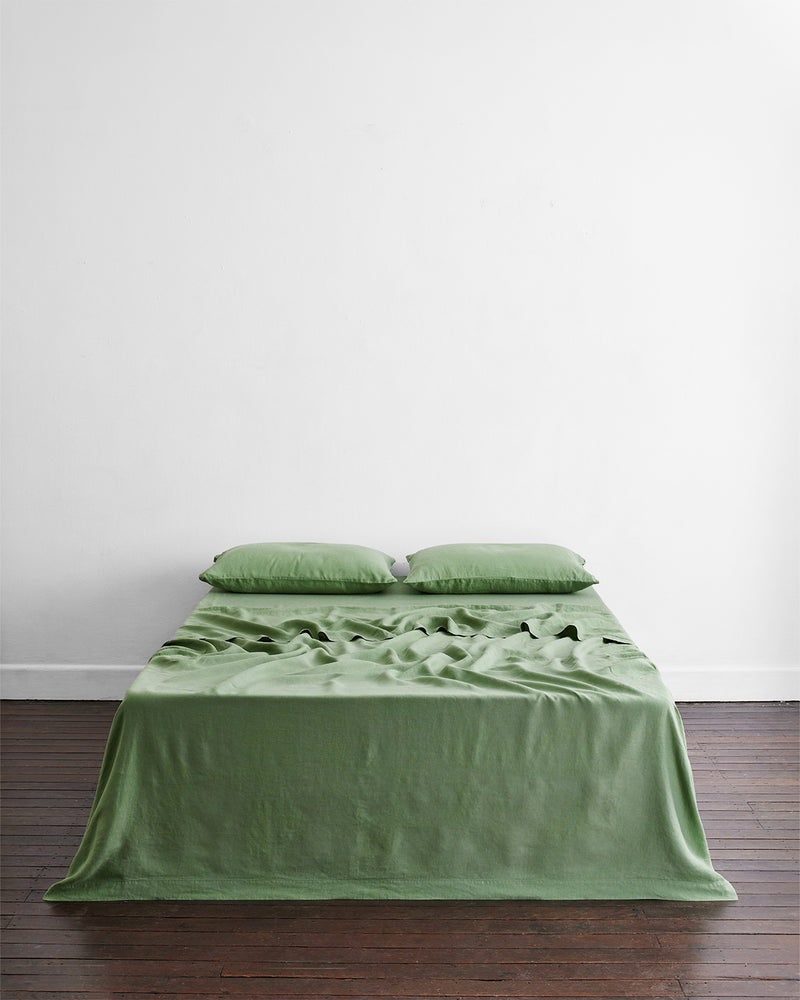Pistachio 100% French Flax Linen King Pillowcases (Set of Two)