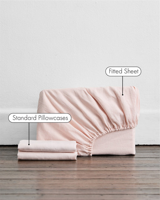 Rosewater 100% French Flax Linen Fitted Sheet Set