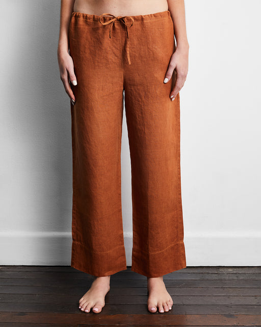 Rust 100% French Flax Linen Pants