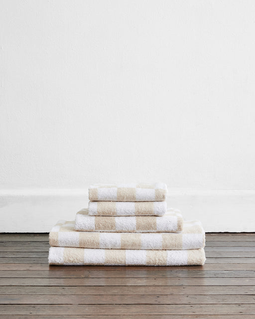 White & Oatmeal Check Bath Towel Bundle