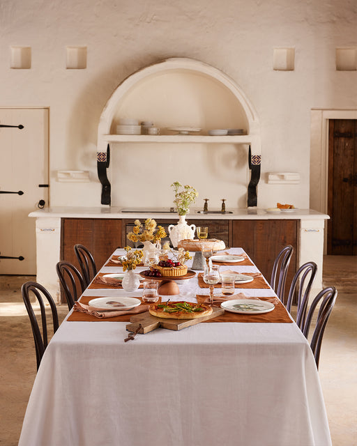 White 100% French Flax Linen Tablecloth
