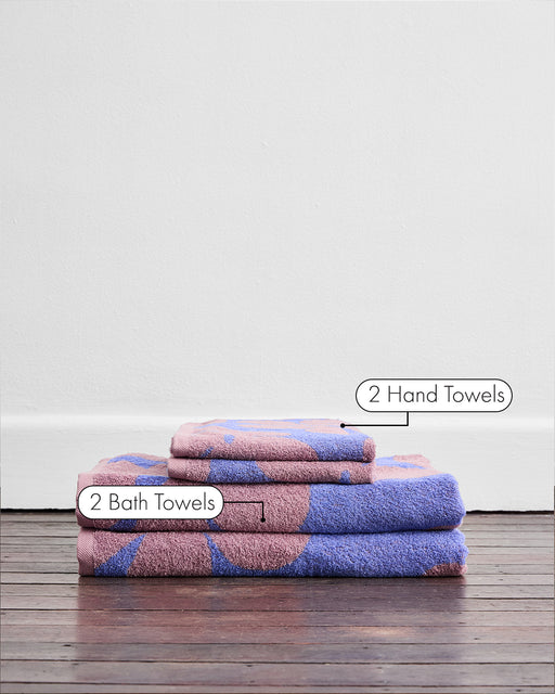 Wildflower & Lavender Floral Terry Bath Towel Bundle 