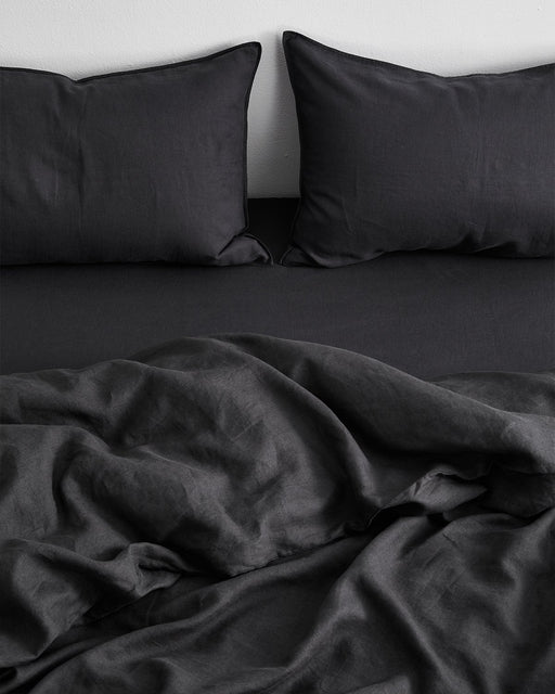 Charcoal 100% French Flax Linen Bedding Set