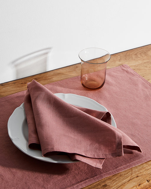 Pink Clay 100% French Flax Linen Napkins (Set of Four)