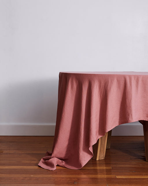 Pink Clay 100% French Flax Linen Tablecloth