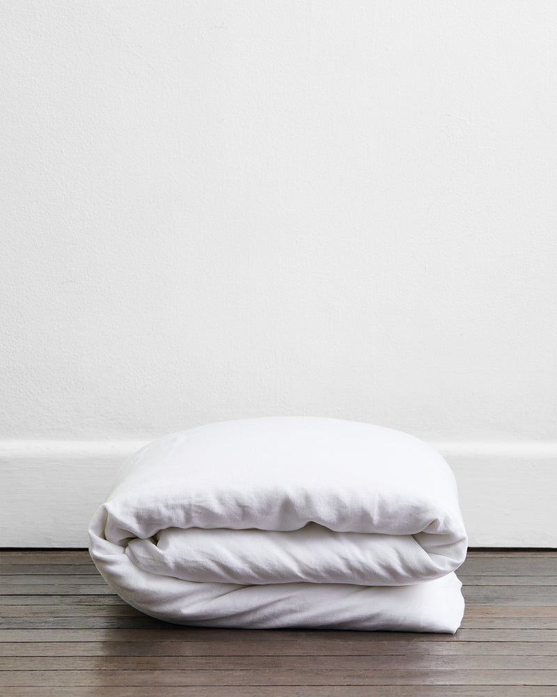 White 100% French Flax Linen Duvet Cover