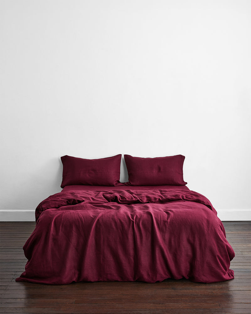 Ruby 100% French Flax Linen Duvet Cover