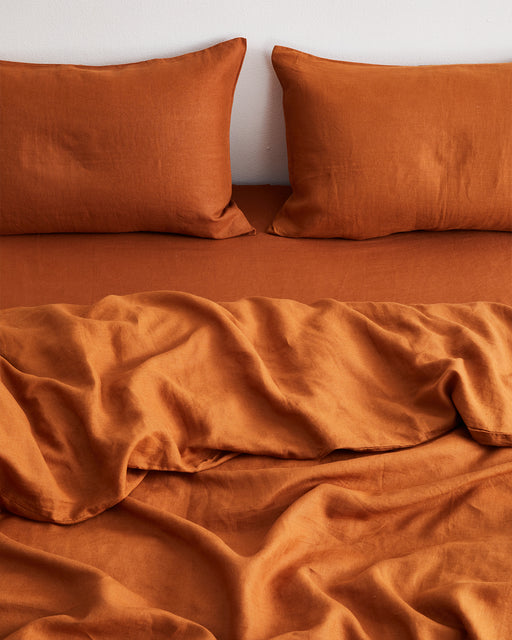 Rust 100% French Flax Linen Duvet Cover