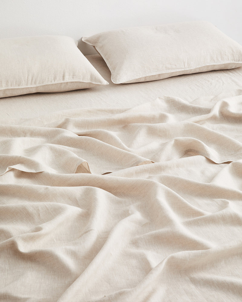 Oatmeal 100% French Flax Linen Flat Sheet