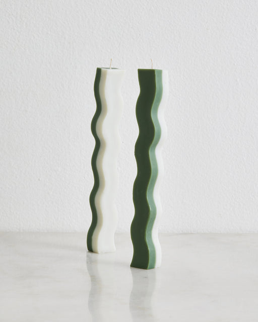 Love Ally x Bed Threads Wave Candle in Olive & Sage (Set of Two)