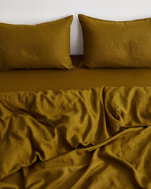Khaki 100% French Flax Linen Pillowcases (Set of Two)