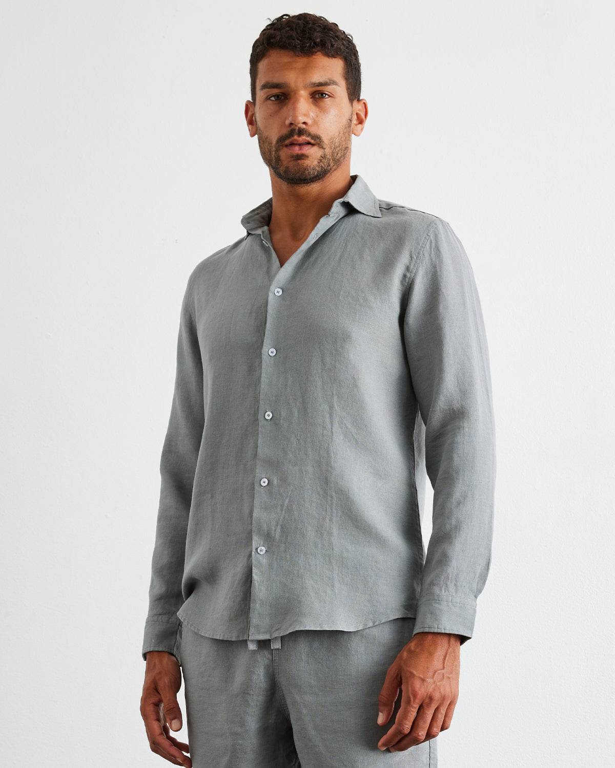 Mineral 100% French Flax Linen Men's Long Sleeve Shirt – Bed Threads