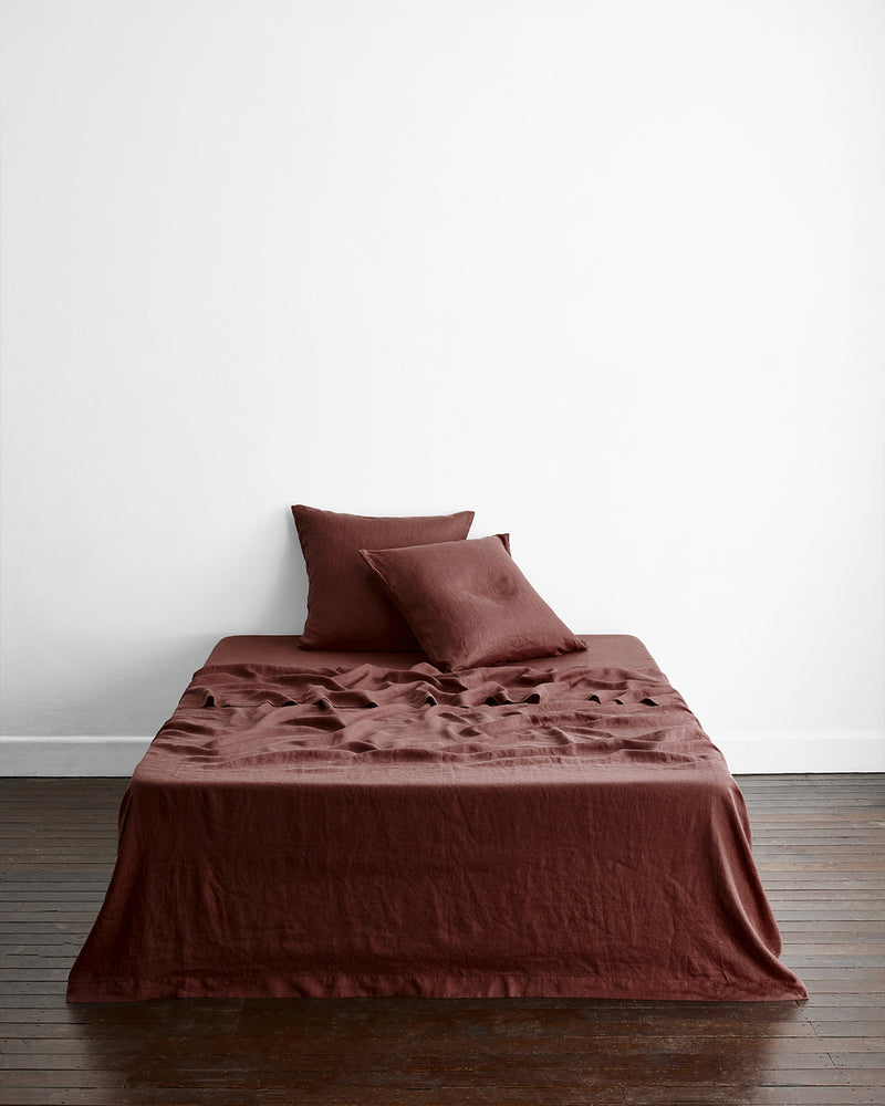 Cacao 100% French Flax Linen European Pillowcases (Set of Two)