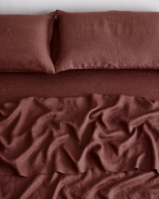 Cacao 100% French Flax Linen Fitted Sheet