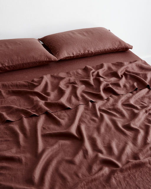 Cacao 100% French Flax Linen Fitted Sheet