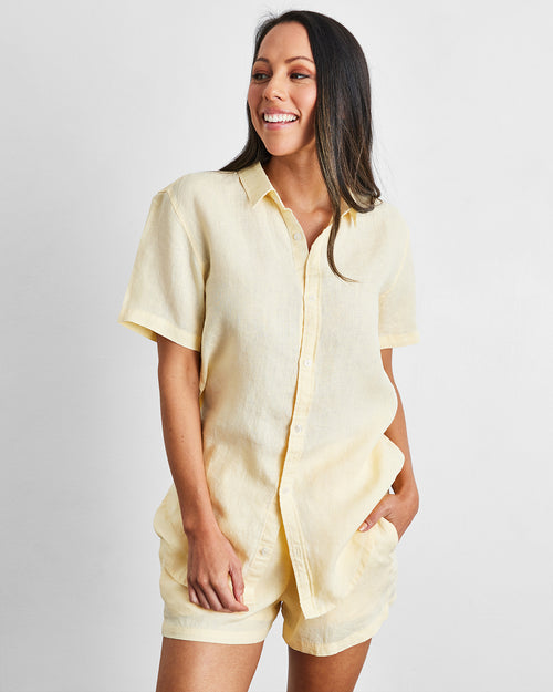 Limoncello 100% French Flax Linen Short Sleeve Shirt