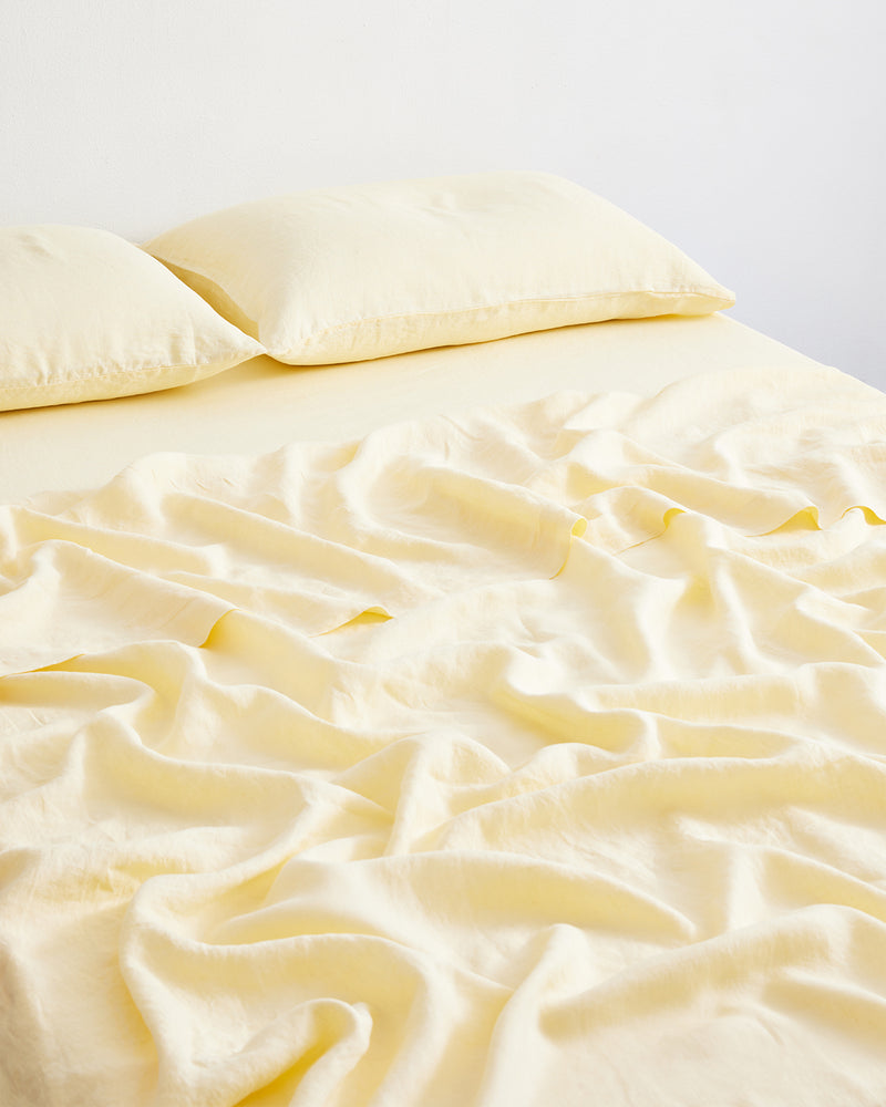 Limoncello 100% French Flax Linen Flat Sheet